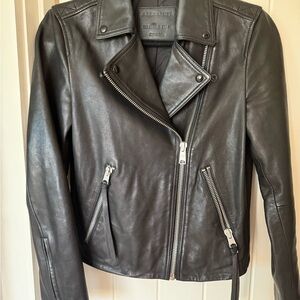 All Saints Black Dalby Biker Leather Jacket